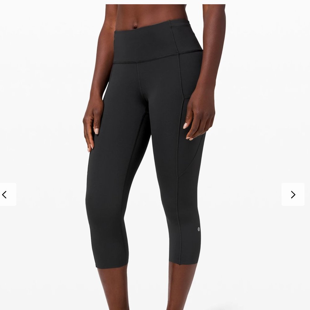 Black Lululemon Luon Cropped Leggings with Pockets